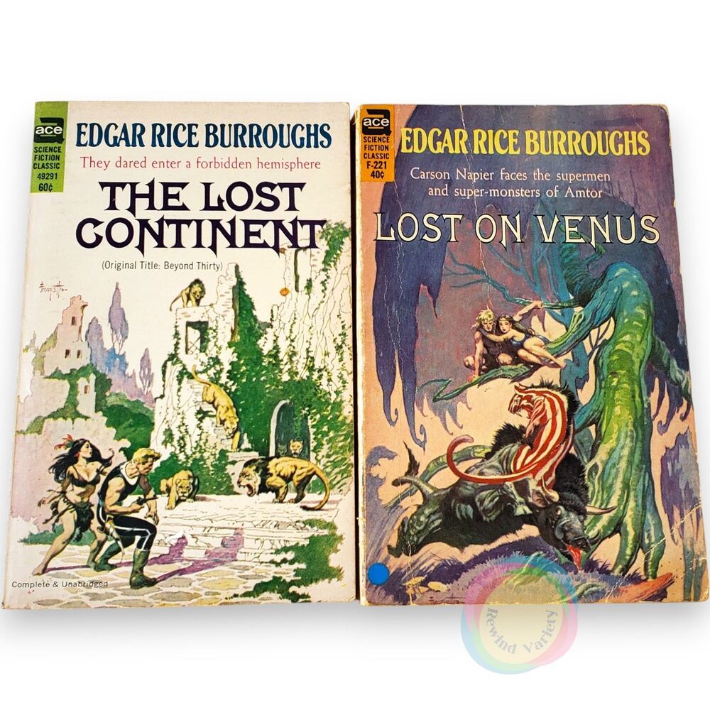 Edgar Rice Burroughs Lot Lost on Venus Lost Continent Ace Paperback Frazetta Art